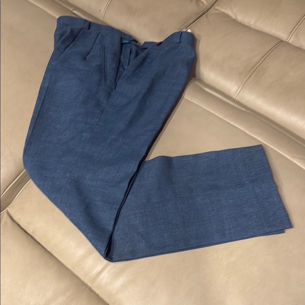 Weill Blue Dress Pants Linen with Textured Fabric  8